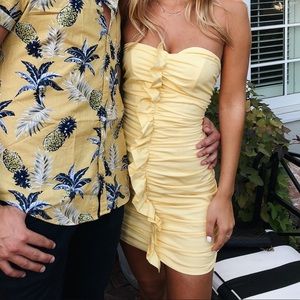 Lovers & Friends Ruched Yellow Dress